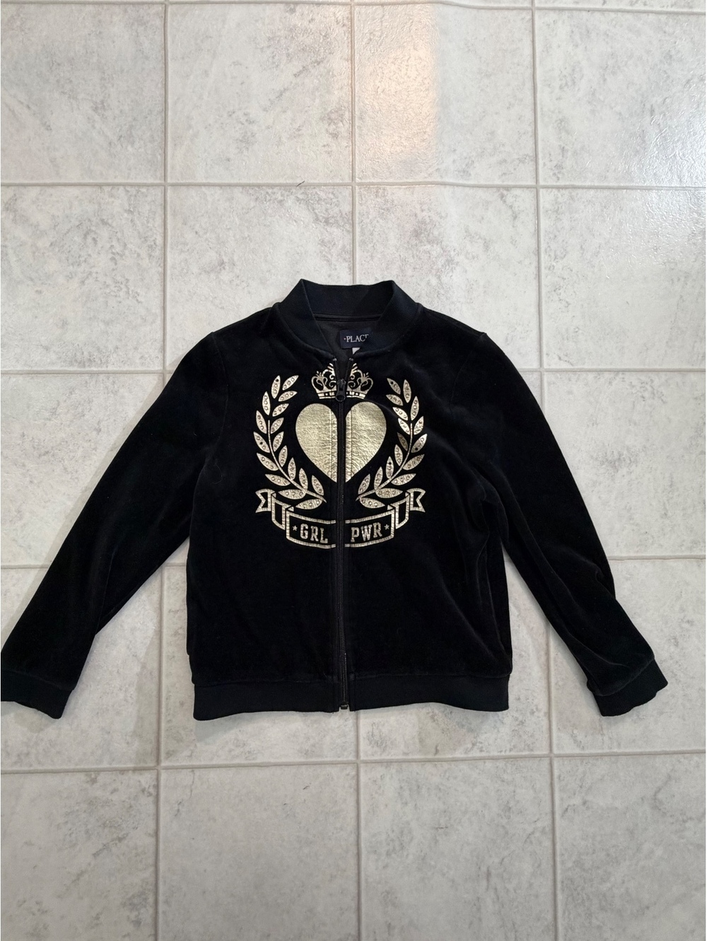 The Children's Place black velour zip jacket size M 7 8